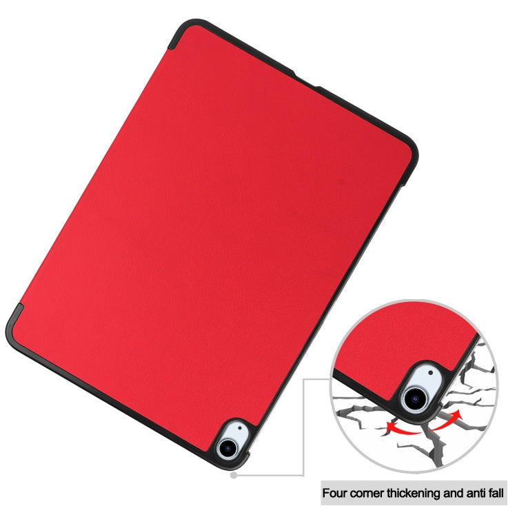 For iPad Air 13 2024 Custer Pure Color 3-Fold Holder Smart Leather Tablet Case(Red) - iPad Air 13 2024 Cases by PMC TechLife | Online Shopping South Africa | PMC TechLife | Buy Now Pay Later Mobicred