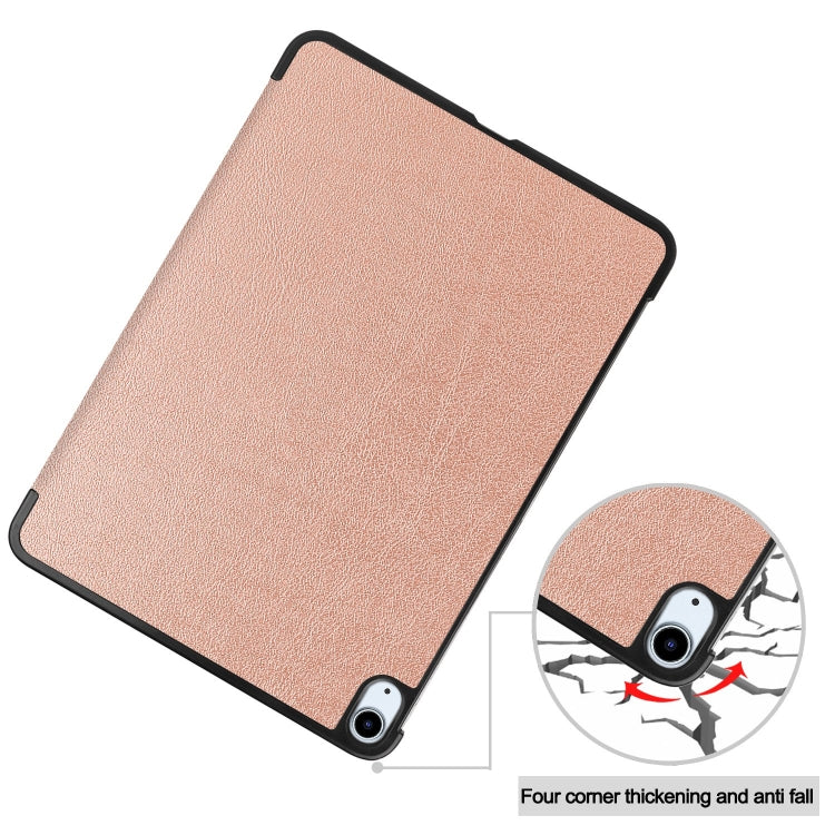 For iPad Air 11 2024 Custer Pure Color 3-Fold Holder Smart Leather Tablet Case(Rose Gold) - iPad Air 11 2024 Cases by PMC TechLife | Online Shopping South Africa | PMC TechLife | Buy Now Pay Later Mobicred