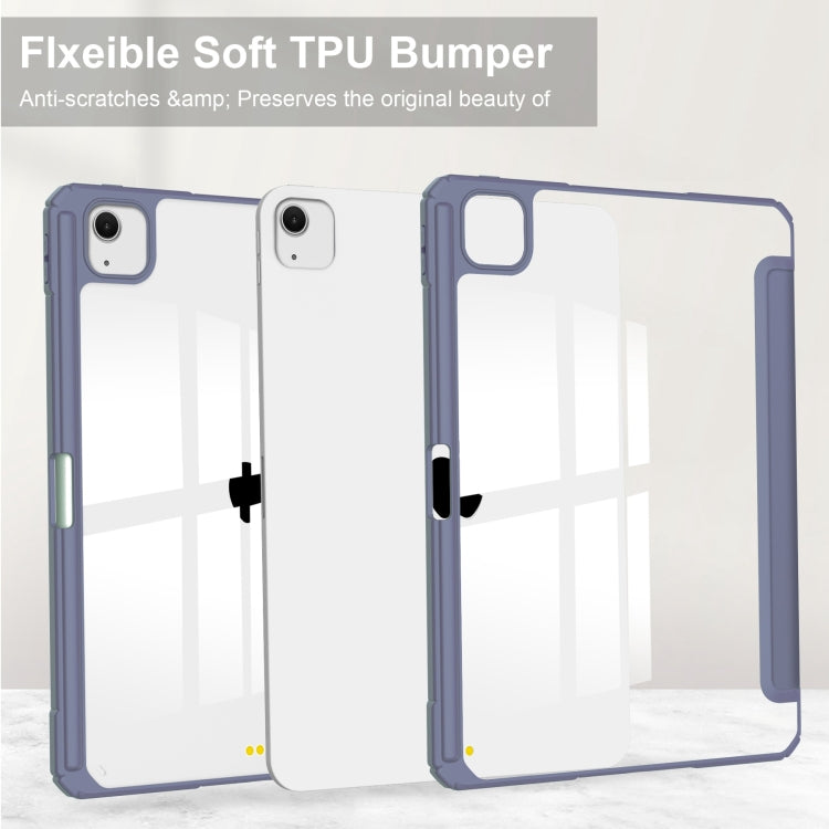 For iPad Air 13 2025 / 2024 Pure Color 3-fold Clear TPU Smart Leather Tablet Case(Lavender) - iPad Air 13 2025 / 2024 Cases by PMC TechLife | Online Shopping South Africa | PMC TechLife | Buy Now Pay Later Mobicred