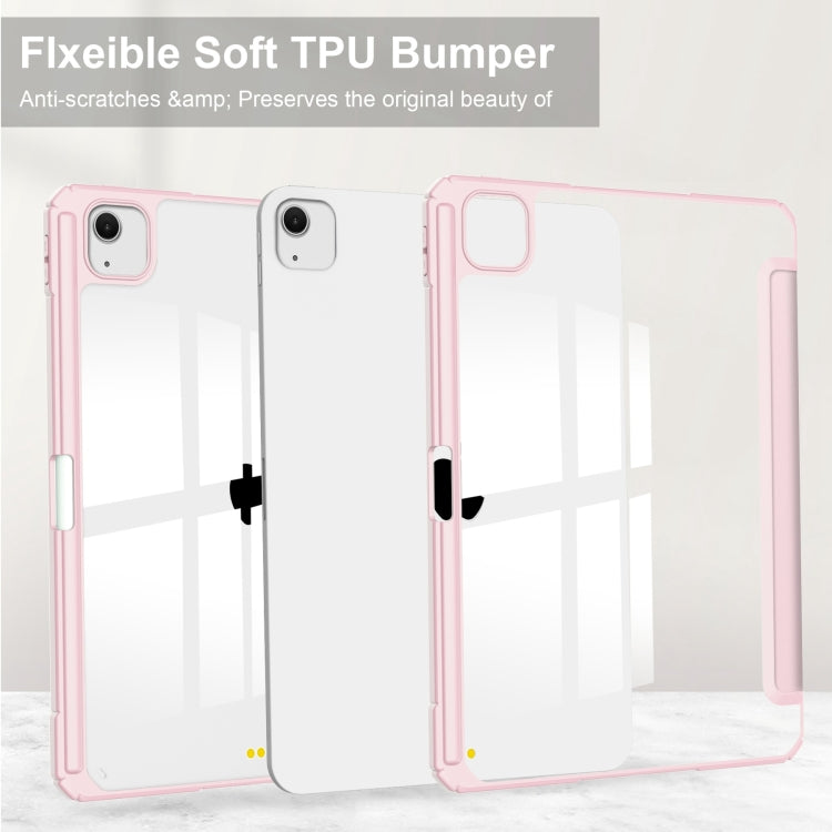 For iPad Air 13 2025 / 2024 Pure Color 3-fold Clear TPU Smart Leather Tablet Case(Pink) - iPad Air 13 2025 / 2024 Cases by PMC TechLife | Online Shopping South Africa | PMC TechLife | Buy Now Pay Later Mobicred