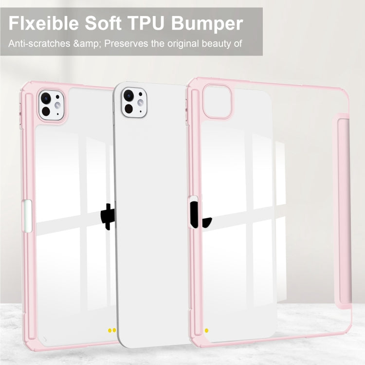 For iPad Pro 11 2024 Pure Color 3-fold Clear TPU Smart Leather Tablet Case(Pink) - free shipping - PMC TechLife - Order now!
