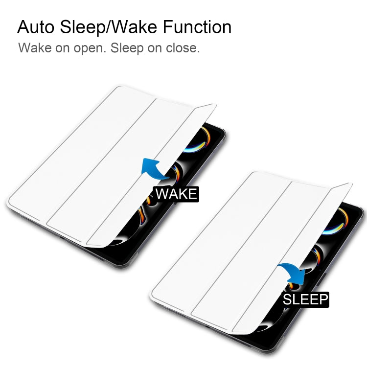 For iPad Pro 11 2024 Custer TPU Pure Color 3-Fold Holder Smart Leather Tablet Case with Pen Tray(White) - iPad Pro 11 2024 Cases by PMC TechLife | Online Shopping South Africa | PMC TechLife | Buy Now Pay Later Mobicred