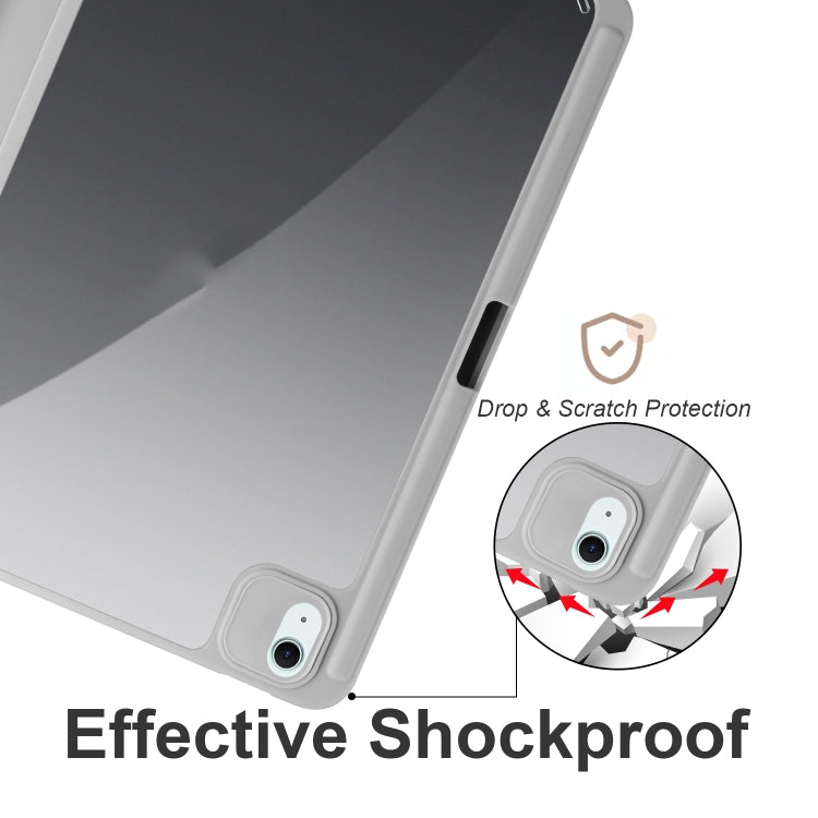 For iPad Air 11 2024 Acrylic 3-folding Smart Leather Tablet Case(Gray) - iPad Air 11 2024 Cases by PMC TechLife | Online Shopping South Africa | PMC TechLife | Buy Now Pay Later Mobicred