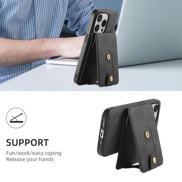 For iPhone 16 Pro Denior D14 NK Retro Pattern MagSafe Magnetic Card Holder Leather Phone Case(Black) - free shipping - PMC TechLife - Order now!