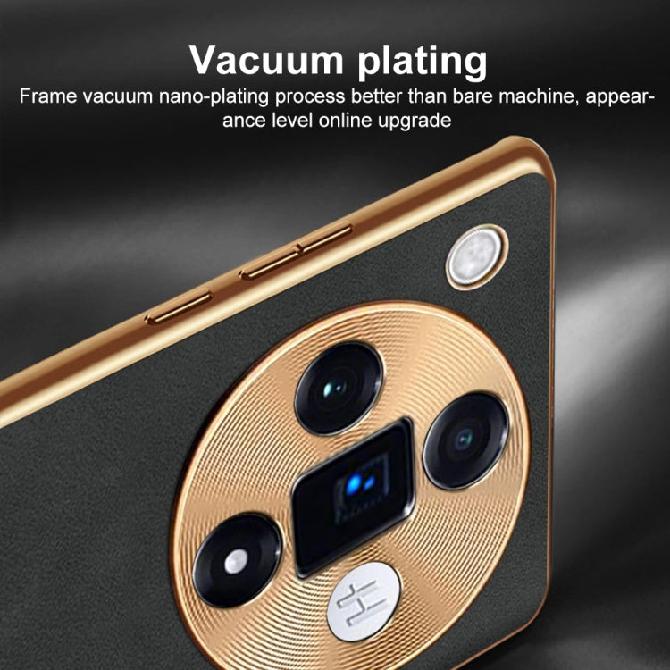 For OPPO Find X7 Ultra Electroplating Lambskin Leather Phone Case(Black) - OPPO Cases by PMC TechLife | Online Shopping South Africa | PMC TechLife | Buy Now Pay Later Mobicred