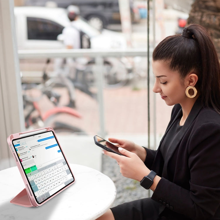 For iPad Air 11 2025 / 2024 3-fold TPU Smart Leather Tablet Case with Pen Slot(Pink) - iPad Air 11 2025 / 2024 Cases by PMC TechLife | Online Shopping South Africa | PMC TechLife | Buy Now Pay Later Mobicred