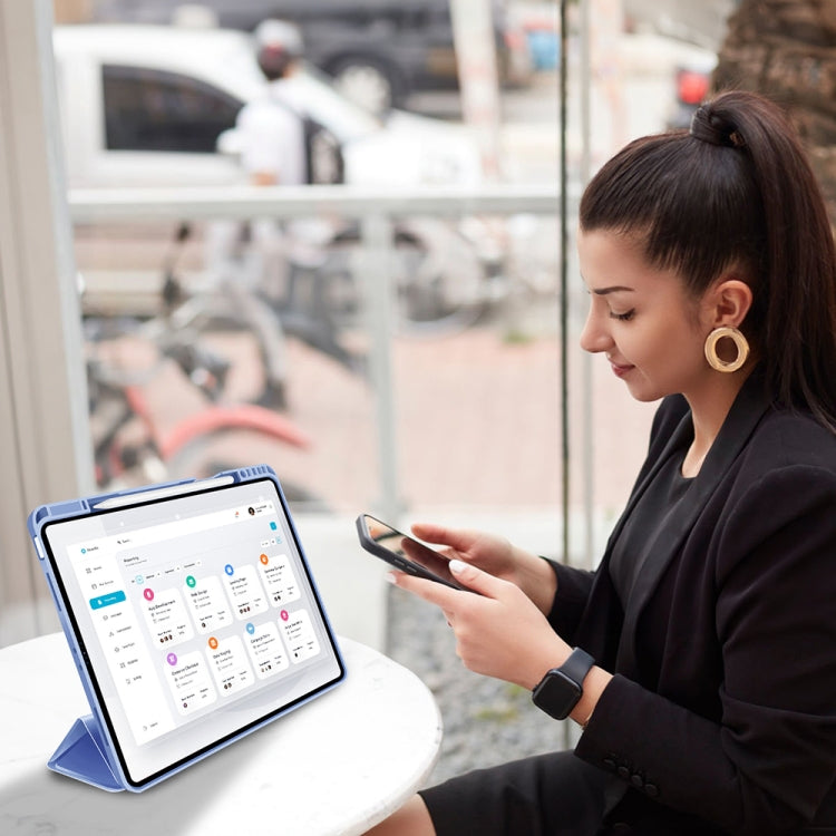 For iPad Pro 11 2024 3-fold TPU Smart Leather Tablet Case with Pen Slot(Ice Blue) - iPad Pro 11 2024 Cases by PMC TechLife | Online Shopping South Africa | PMC TechLife | Buy Now Pay Later Mobicred