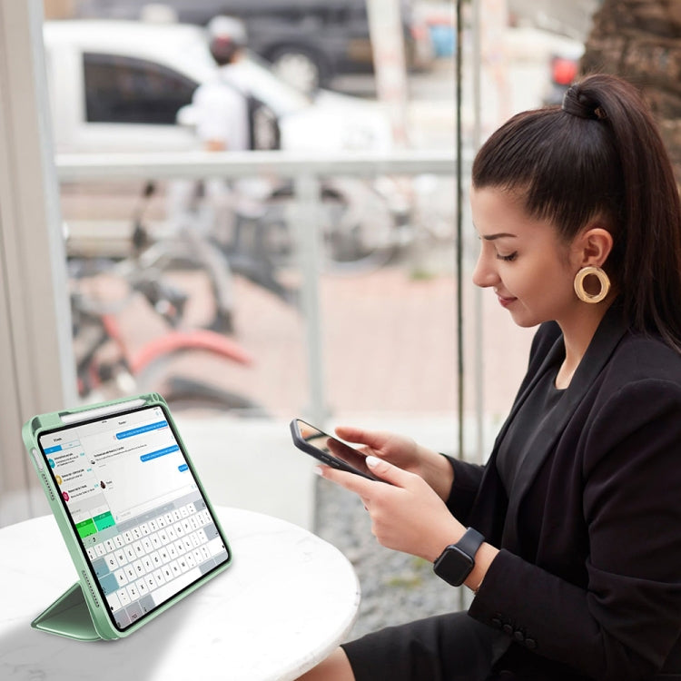 For iPad Pro 13 2024 3-fold TPU Smart Leather Tablet Case with Pen Slot(Green) - iPad Pro 13 2024 Cases by PMC TechLife | Online Shopping South Africa | PMC TechLife | Buy Now Pay Later Mobicred