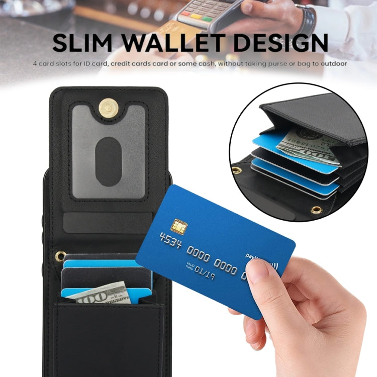 For Samsung Galaxy S24 5G YM015 Crossbody Rhombic Card Bag RFID Phone Case(Black) - Galaxy S24 5G Cases by PMC Jewellery | Online Shopping South Africa | PMC Jewellery | Buy Now Pay Later Mobicred