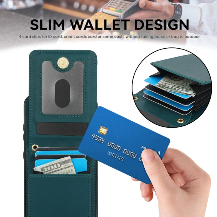 For Samsung Galaxy S24+ 5G YM015 Crossbody Rhombic Card Bag RFID Phone Case(Green) - Galaxy S24+ 5G Cases by PMC Jewellery | Online Shopping South Africa | PMC Jewellery | Buy Now Pay Later Mobicred