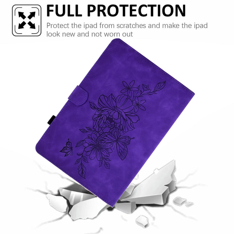 For iPad Pro 11 2024 Peony Butterfly Embossed Leather Smart Tablet Case(Purple) - iPad Pro 11 2024 Cases by PMC TechLife | Online Shopping South Africa | PMC TechLife | Buy Now Pay Later Mobicred