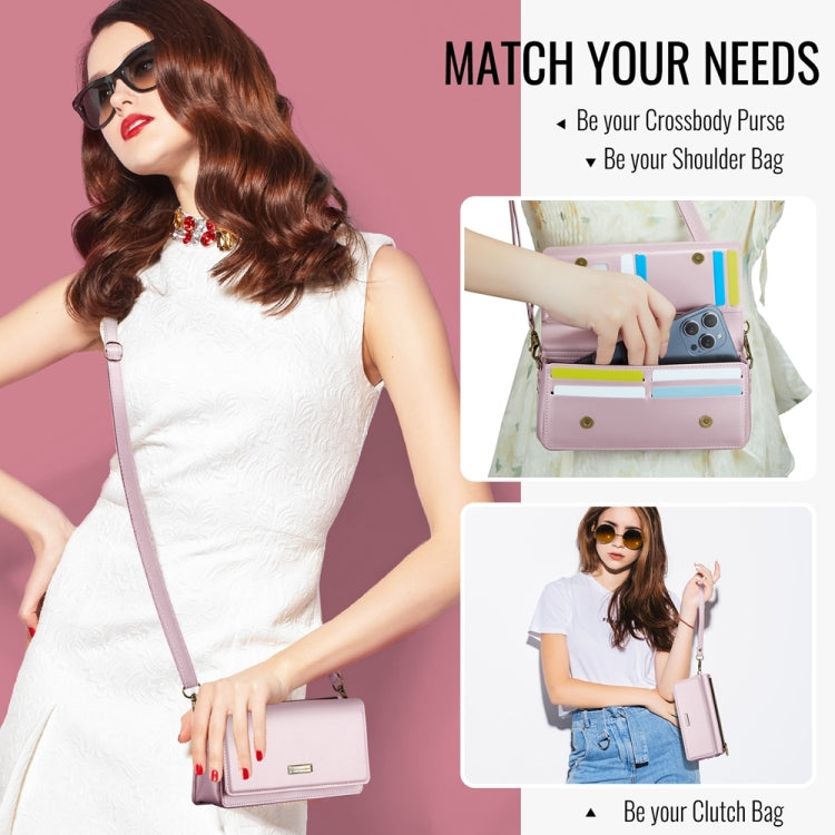 CaseMe ME30 Max Multifunctional Large-Capacity Shoulder Crossbody Phone Bag(Pink) - by CaseMe | Online Shopping South Africa | PMC Jewellery | Buy Now Pay Later Mobicred