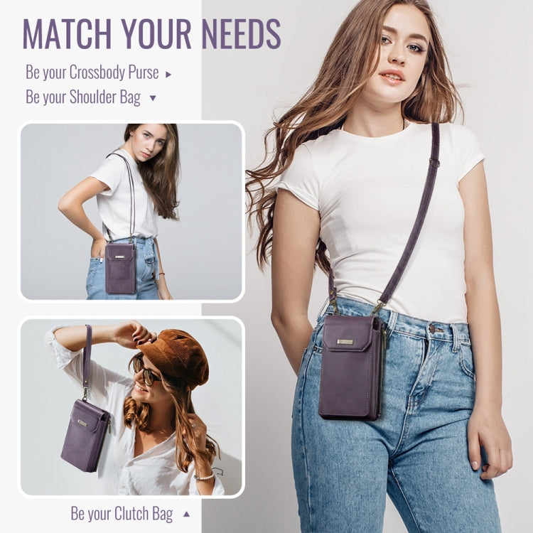 CaseMe Me40 Vertical Multifunctional Shoulder Crossbody Phone Bag(Purple) - by CaseMe | Online Shopping South Africa | PMC Jewellery | Buy Now Pay Later Mobicred