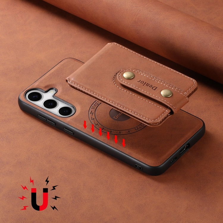 For Samsung Galaxy S24+ 5G Denior D14 NK Retro Pattern MagSafe Magnetic Card Holder Leather Phone Case(Brown) - free shipping - PMC Jewellery - Order now!