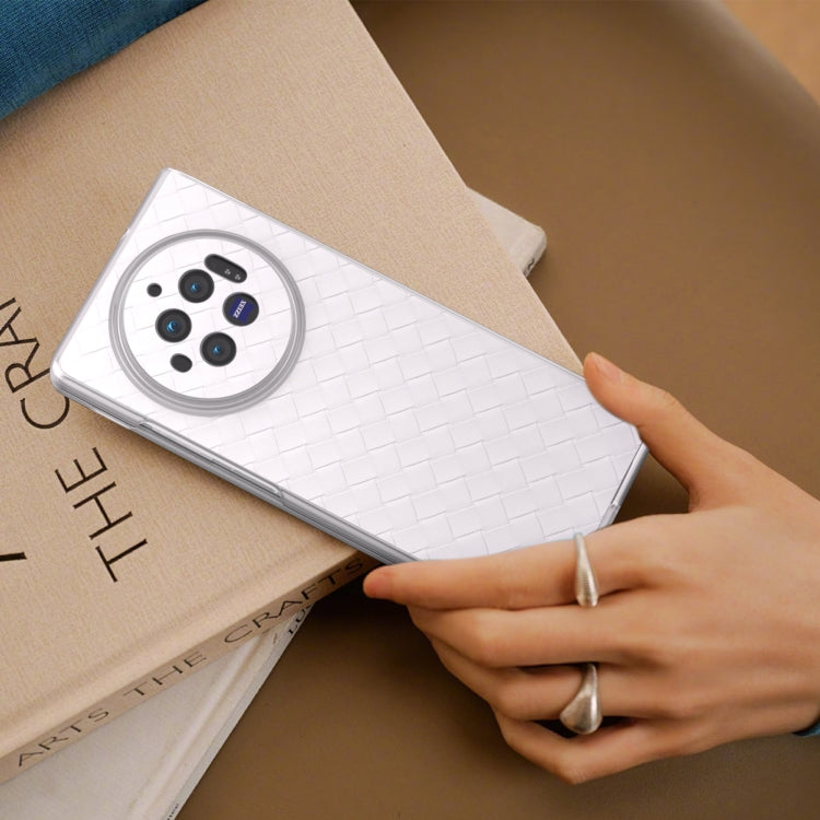 For vivo X Fold3 Woven Texture Frosted Translucent Frame PU Phone Case(White) - vivo Cases by PMC TechLife | Online Shopping South Africa | PMC TechLife | Buy Now Pay Later Mobicred