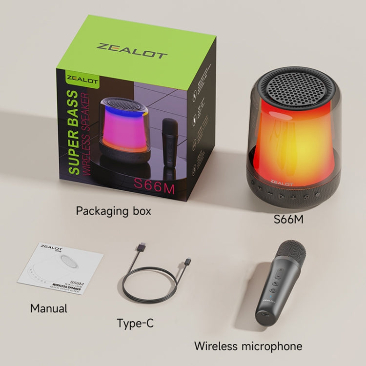 Zealot S66M RGB Rhythmic Light Karaoke Wireless Speaker, Style:Single Mic(Black) - free shipping - PMC Jewellery - Order now!
