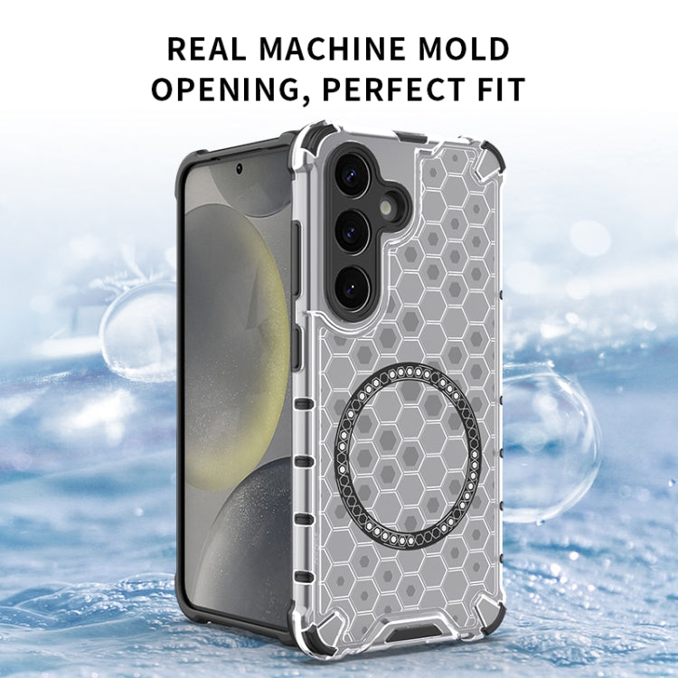 For Samsung Galaxy S25 Ultra 5G Honeycomb Magnetic Ring Shockproof Phone Case(White) - Galaxy S25 Ultra 5G Cases by PMC TechLife | Online Shopping South Africa | PMC TechLife | Buy Now Pay Later Mobicred