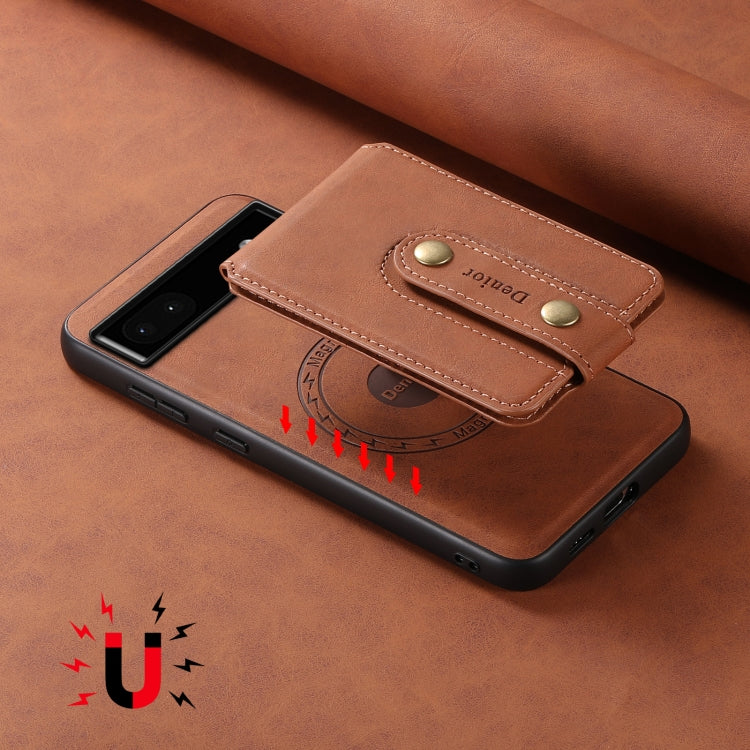 For Google Pixel 6a Denior D14 NK Retro Pattern MagSafe Magnetic Card Holder Leather Phone Case(Brown) - Google Cases by Denior | Online Shopping South Africa | PMC TechLife | Buy Now Pay Later Mobicred