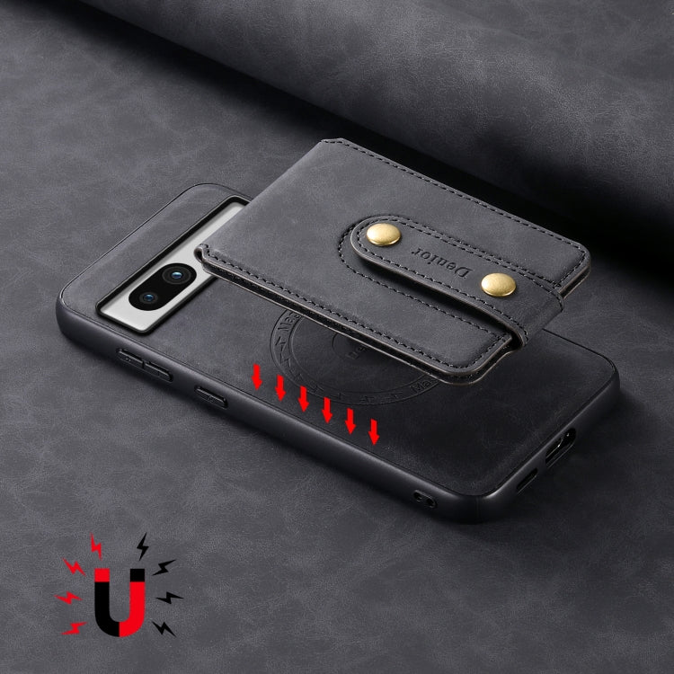 For Google Pixel 7a Denior D14 NK Retro Pattern MagSafe Magnetic Card Holder Leather Phone Case(Black) - Google Cases by Denior | Online Shopping South Africa | PMC TechLife | Buy Now Pay Later Mobicred
