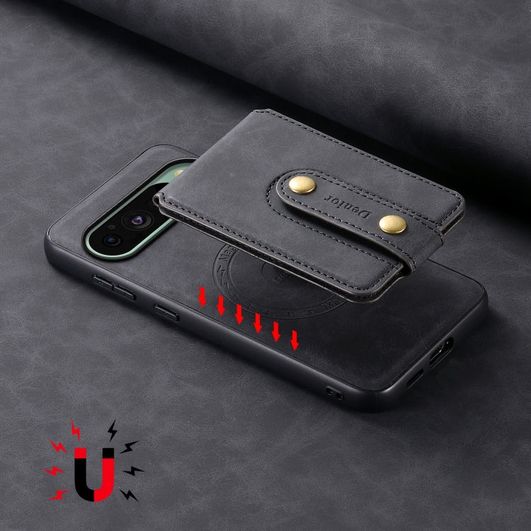 For Google Pixel 9 Denior D14 NK Retro Pattern MagSafe Magnetic Card Holder Leather Phone Case(Black) - Google Cases by Denior | Online Shopping South Africa | PMC TechLife | Buy Now Pay Later Mobicred