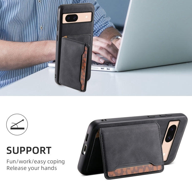 For Google Pixel 8a Denior D13 Retro Texture Leather MagSafe Card Bag Phone Case(Black) - free shipping - PMC TechLife - Order now!