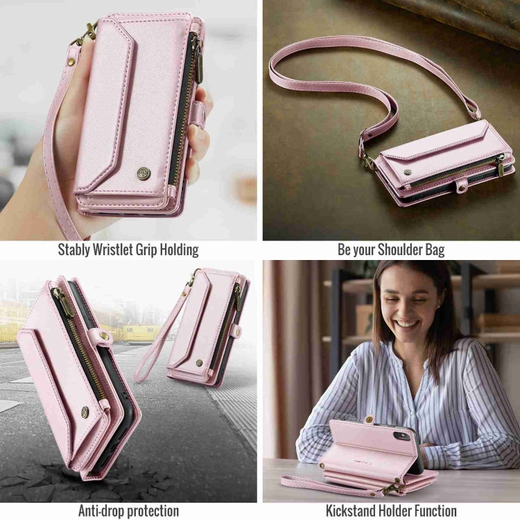 For iPhone XS / X CaseMe C36 Card Slots Zipper Wallet RFID Anti-theft Leather Phone Case(Pink) - free shipping - PMC Jewellery - Order now!