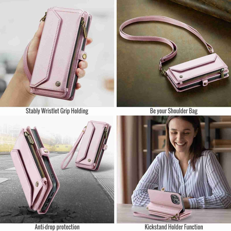 For iPhone 14 Pro CaseMe C36 Card Slots Zipper Wallet RFID Anti-theft Leather Phone Case(Pink) - free shipping - PMC Jewellery - Order now!