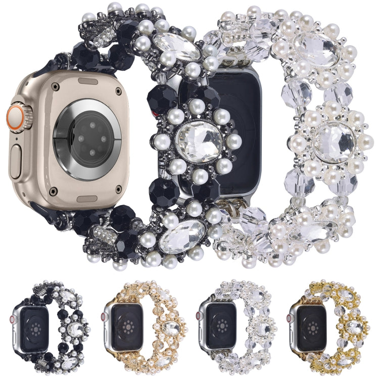 For Apple Watch SE 40mm Beaded Pearl Gemstone Bracelet Watch Band(Gold) - free shipping - PMC TechLife - Order now!