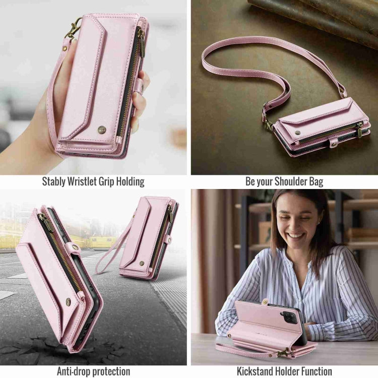 For Samsung Galaxy A12 5G CaseMe C36 Card Slots Zipper Wallet RFID Anti-theft Leather Phone Case(Pink) - free shipping - PMC Jewellery - Order now!