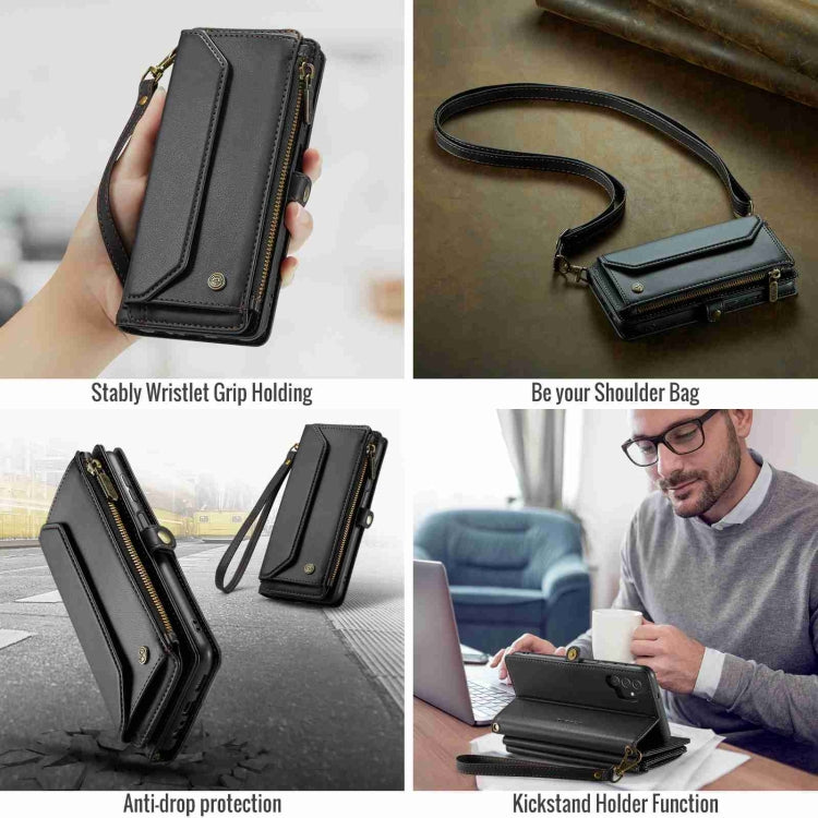 For Samsung Galaxy A13 5G / 4G CaseMe C36 Card Slots Zipper Wallet RFID Anti-theft Leather Phone Case(Black) - free shipping - PMC Jewellery - Order now!