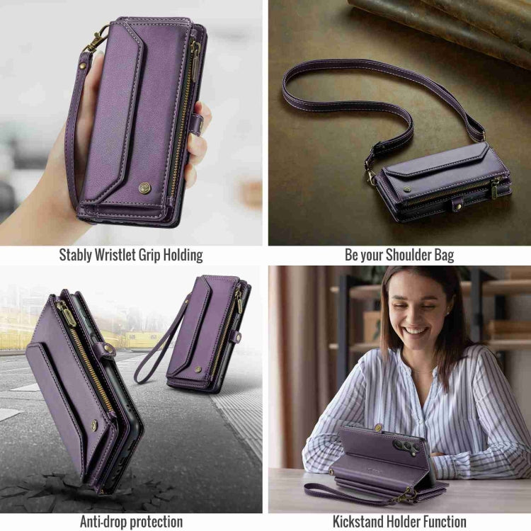 For Samsung Galaxy A24 CaseMe C36 Card Slots Zipper Wallet RFID Anti-theft Leather Phone Case(Purple) - free shipping - PMC Jewellery - Order now!
