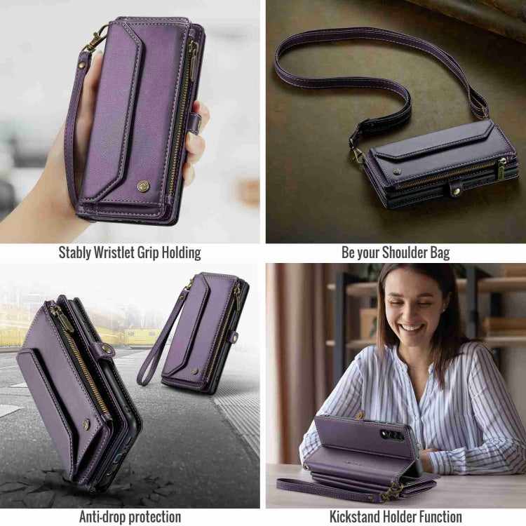 For Samsung Galaxy A30s / A50s / A50 CaseMe C36 Card Slots Zipper Wallet RFID Anti-theft Leather Phone Case(Purple) - free shipping - PMC Jewellery - Order now!