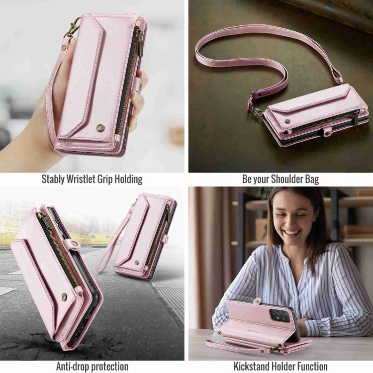 For Samsung Galaxy A72 CaseMe C36 Card Slots Zipper Wallet RFID Anti-theft Leather Phone Case(Pink) - free shipping - PMC Jewellery - Order now!