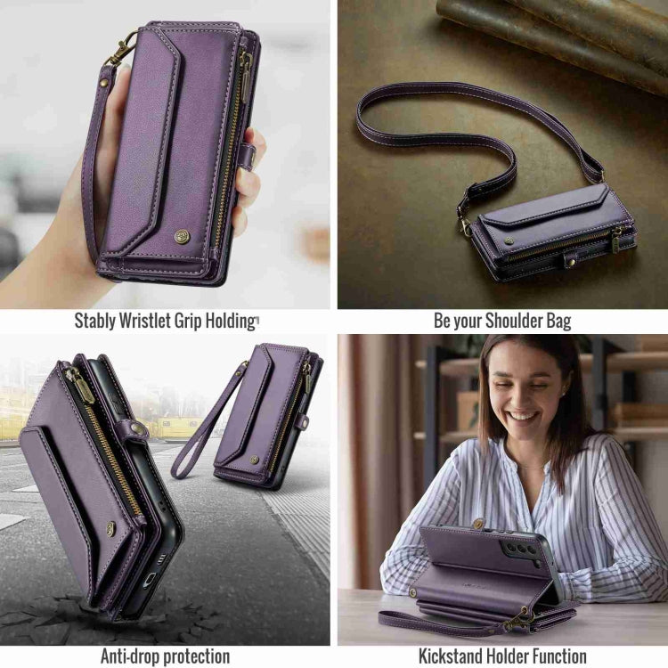 For Samsung Galaxy S22+ 5G CaseMe C36 Card Slots Zipper Wallet RFID Anti-theft Leather Phone Case(Purple) - free shipping - PMC Jewellery - Order now!