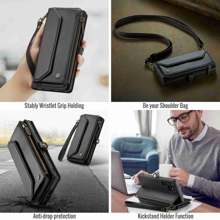 For Samsung Galaxy S23 Ultra 5G CaseMe C36 Card Slots Zipper Wallet RFID Anti-theft Leather Phone Case(Black) - free shipping - PMC Jewellery - Order now!