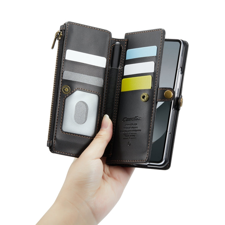 For Samsung Galaxy Z Fold6 5G CaseMe C36 Card Slots Zipper Wallet RFID Anti-theft Leather Phone Case(Black) - free shipping - PMC Jewellery - Order now!