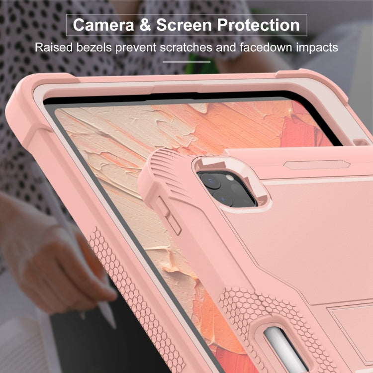 For iPad Pro 11 2024 Shockproof Silicone Hybrid PC Tablet Case with Holder(Rose Gold) - iPad Pro 11 2024 Cases by PMC TechLife | Online Shopping South Africa | PMC TechLife | Buy Now Pay Later Mobicred