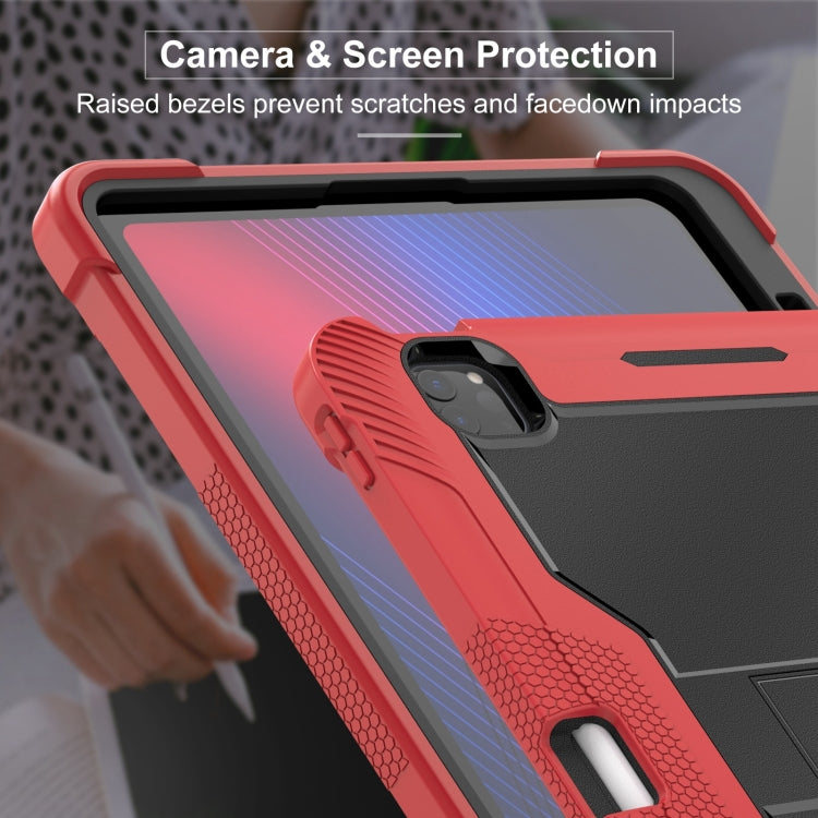 For iPad Pro 13 2024 Shockproof Silicone Hybrid PC Tablet Case with Holder(Black + Red) - iPad Pro 13 2024 Cases by PMC TechLife | Online Shopping South Africa | PMC TechLife | Buy Now Pay Later Mobicred