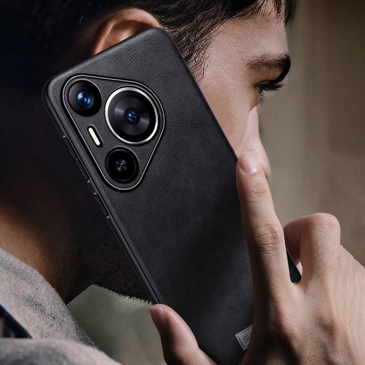 For Huawei Pura 70 SULADA Shockproof TPU Hybrid Handmade Leather Phone Case(Black) - free shipping - PMC Jewellery - Order now!