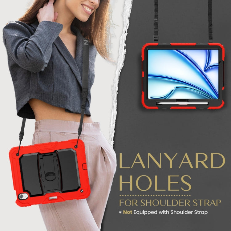 For iPad Air 11 2025 / 2024 Silicone Hydric PC Tablet Case with Shoulder Strap & Holder(Red) - iPad Air 11 2025 / 2024 Cases by PMC TechLife | Online Shopping South Africa | PMC TechLife | Buy Now Pay Later Mobicred