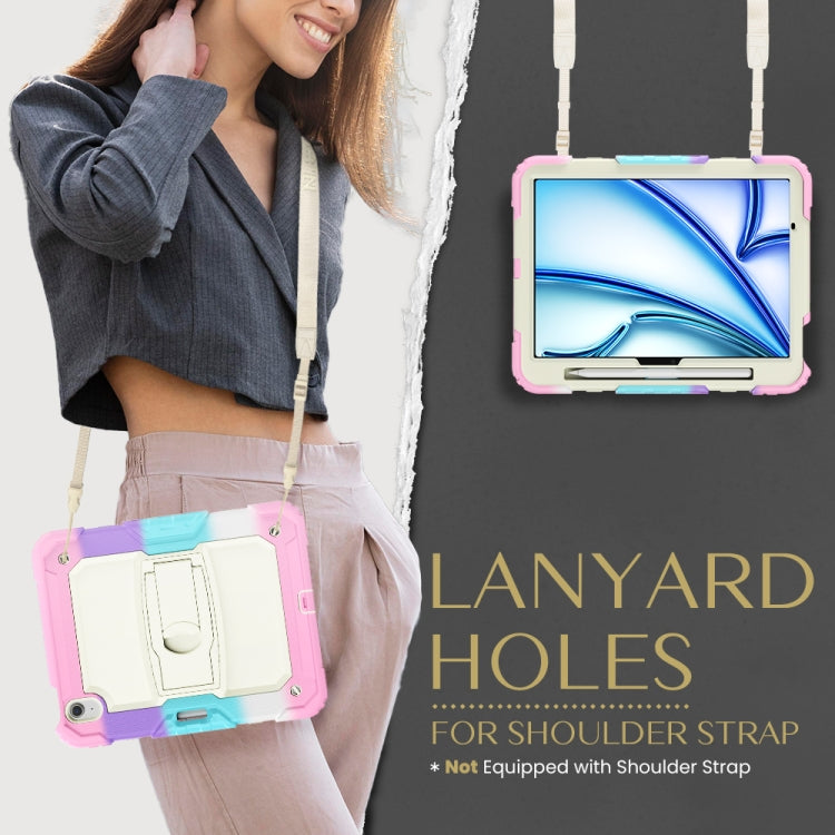 For iPad Air 11 2025 / 2024 Silicone Hydric PC Tablet Case with Shoulder Strap & Holder(Camouflage Pink) - free shipping - PMC TechLife - Order now!
