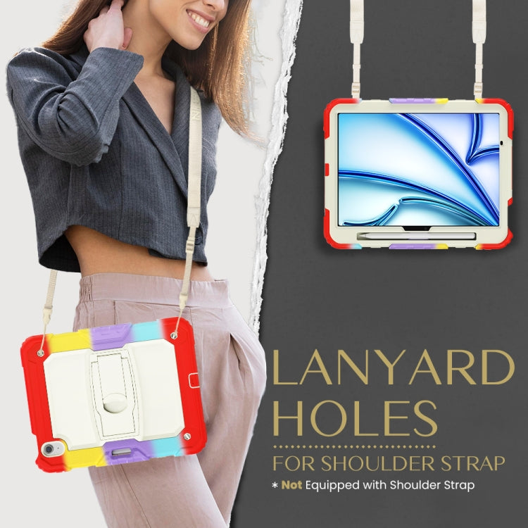 For iPad Air 11 2024 Silicone Hydric PC Tablet Case with Shoulder Strap & Holder(Camouflage Red) - iPad Air 11 2024 Cases by PMC TechLife | Online Shopping South Africa | PMC TechLife | Buy Now Pay Later Mobicred