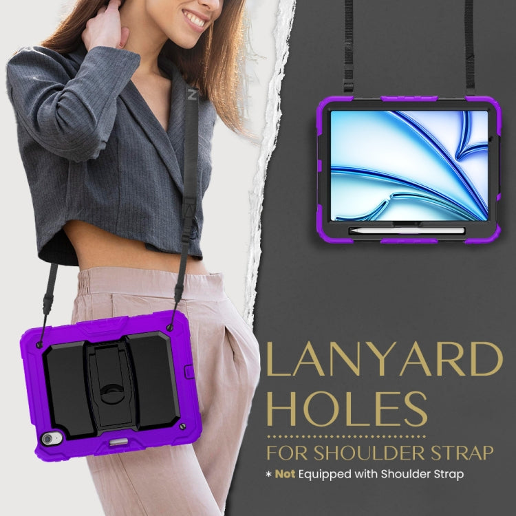For iPad Air 11 2024 Silicone Hydric PC Tablet Case with Shoulder Strap & Holder(Purple) - iPad Air 11 2024 Cases by PMC TechLife | Online Shopping South Africa | PMC TechLife | Buy Now Pay Later Mobicred
