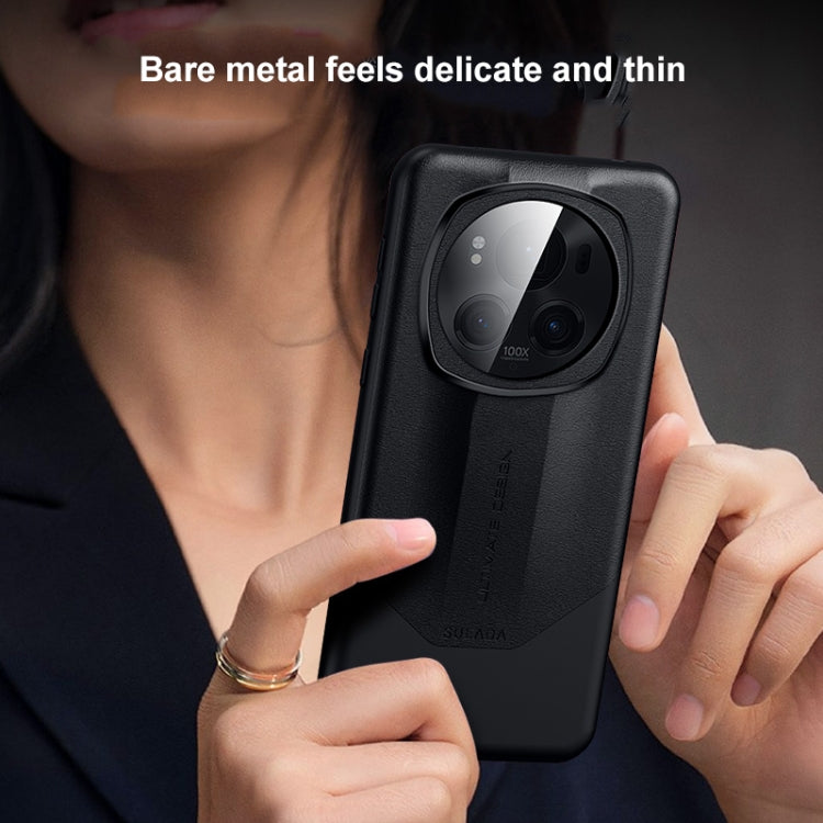 For Honor Magic6 Pro SULADA Splicing Plain Leather PC Shockproof Phone Case(Black) - free shipping - PMC Jewellery - Order now!