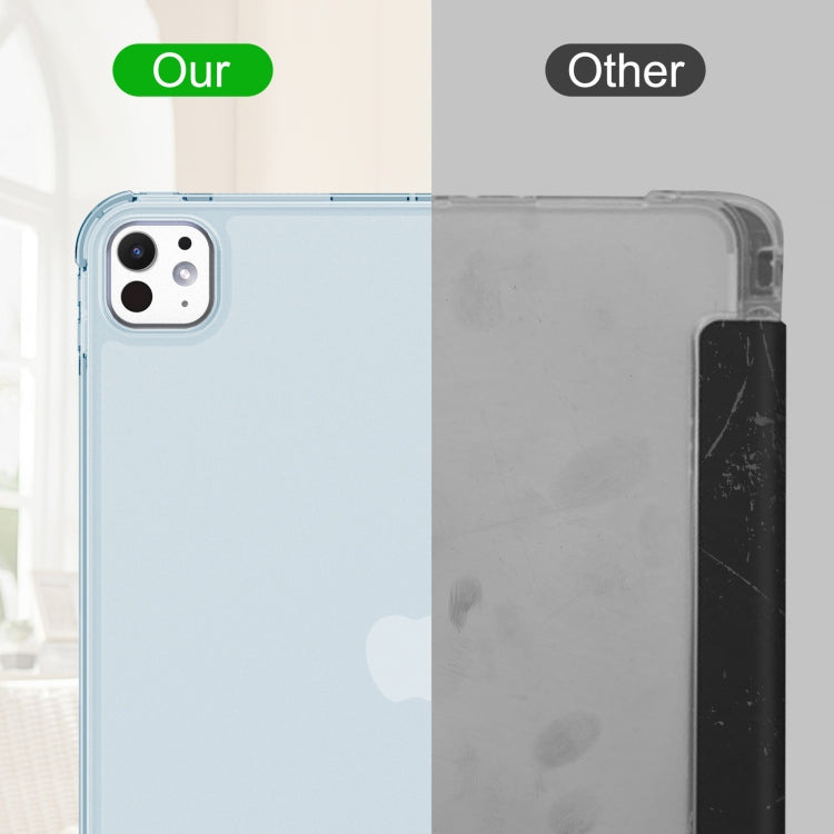 For iPad Pro 11 2024 Tri-fold Holder TPU Cover Frosted Leather Smart Tablet Case withh Pen Slot(Sky Blue) - iPad Pro 11 2024 Cases by PMC TechLife | Online Shopping South Africa | PMC TechLife | Buy Now Pay Later Mobicred