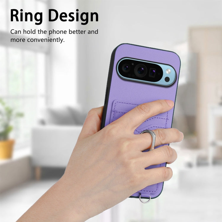 For Google Pixel 9 / 9 Pro R20 Ring Card Holder Phone Case(Purple) - Google Cases by PMC TechLife | Online Shopping South Africa | PMC TechLife | Buy Now Pay Later Mobicred