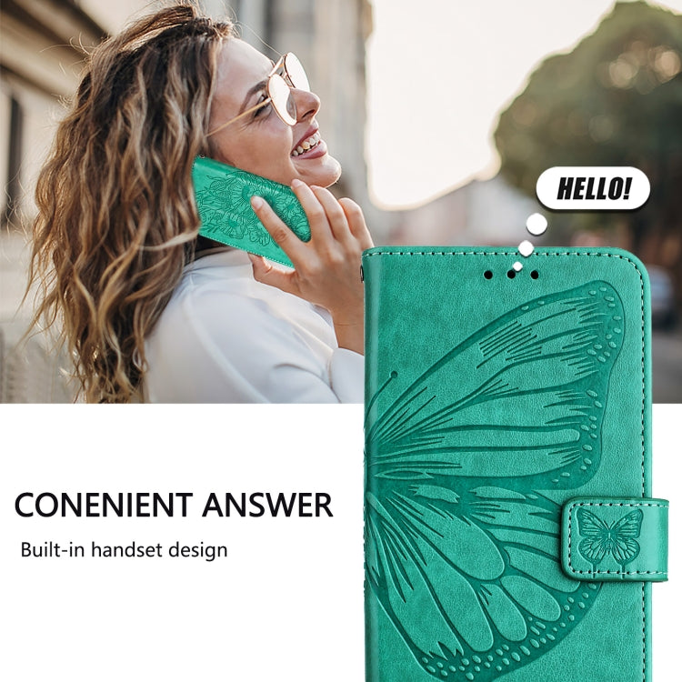 For Blackview Color 8 Embossed Butterfly Leather Phone Case(Green) - More Brand by PMC TechLife | Online Shopping South Africa | PMC TechLife | Buy Now Pay Later Mobicred