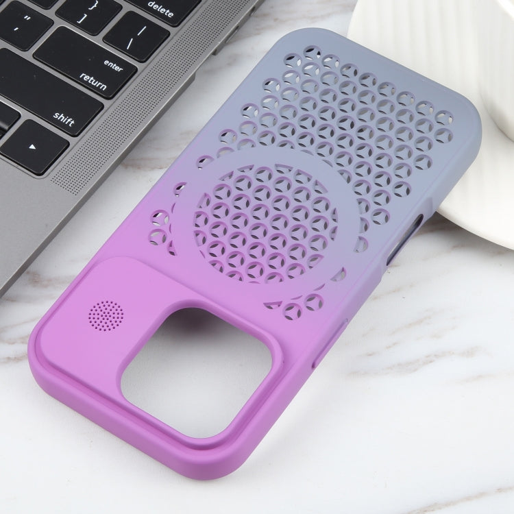 For iPhone 16 Pro Gradient Color Honeycomb Aromatherapy MagSafe Phone Case(Purple Grey) - iPhone 16 Pro Cases by PMC TechLife | Online Shopping South Africa | PMC TechLife | Buy Now Pay Later Mobicred