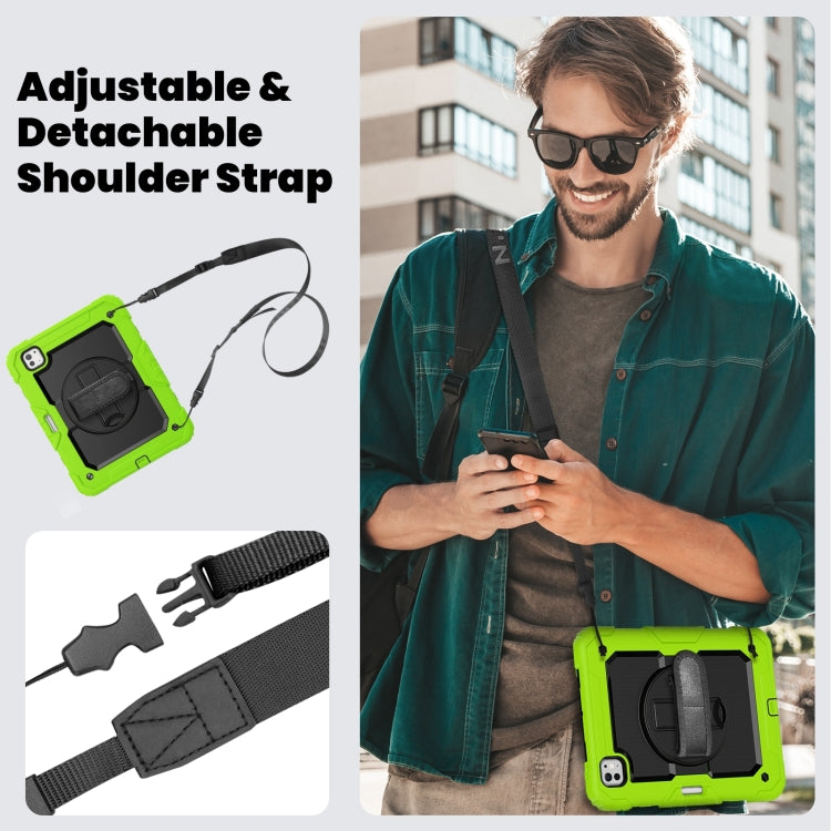 For iPad Pro 11 2024 Silicone Hybrid PC Tablet Case with Shoulder Strap(Black + Yellow Green) - iPad Pro 11 2024 Cases by PMC TechLife | Online Shopping South Africa | PMC TechLife | Buy Now Pay Later Mobicred