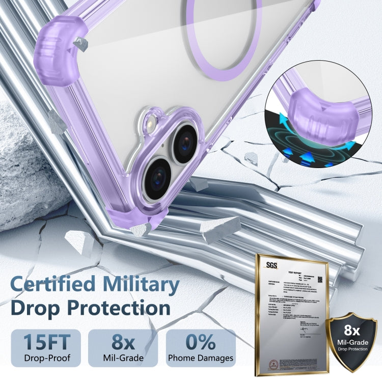 For iPhone 16 Transparent MagSafe Magnetic Phone Case(Purple) - iPhone 16 Cases by PMC TechLife | Online Shopping South Africa | PMC TechLife | Buy Now Pay Later Mobicred